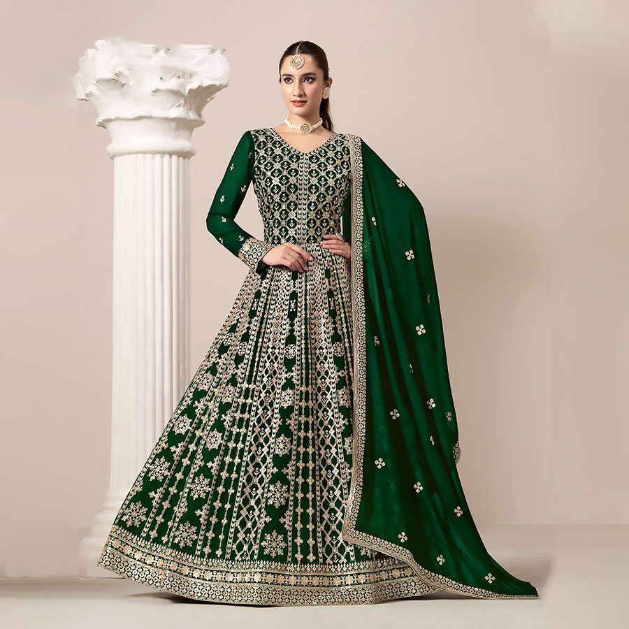 Green Georgette Designer Suit